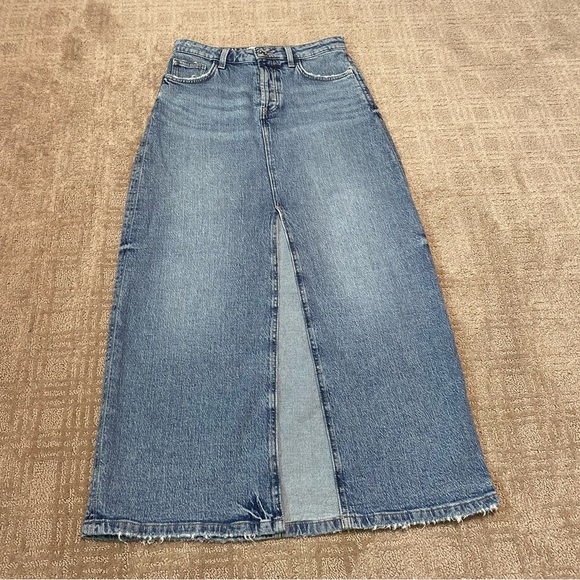 Zara Dresses & Skirts - {Zara} Long Slit Denim Skirt | Button Fly ~ Size Small